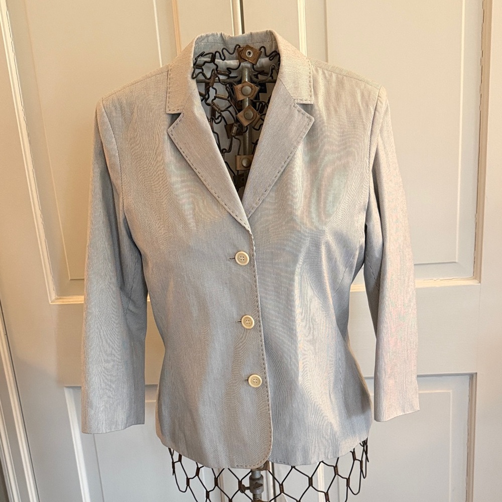 Faconnable Light Gray and cream pin striped Women's Blazer